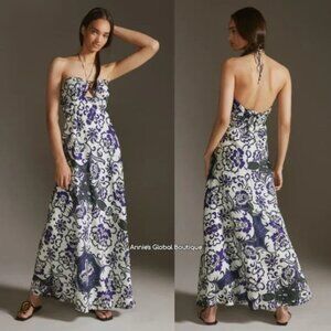 NWT $420 Anthropologie Delfi Collective Maxi Dress L *No Halter Straps*